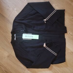 NWT 89th & Madison Women Open Front Black Cardigan Sz PL-Black/Frosted Café